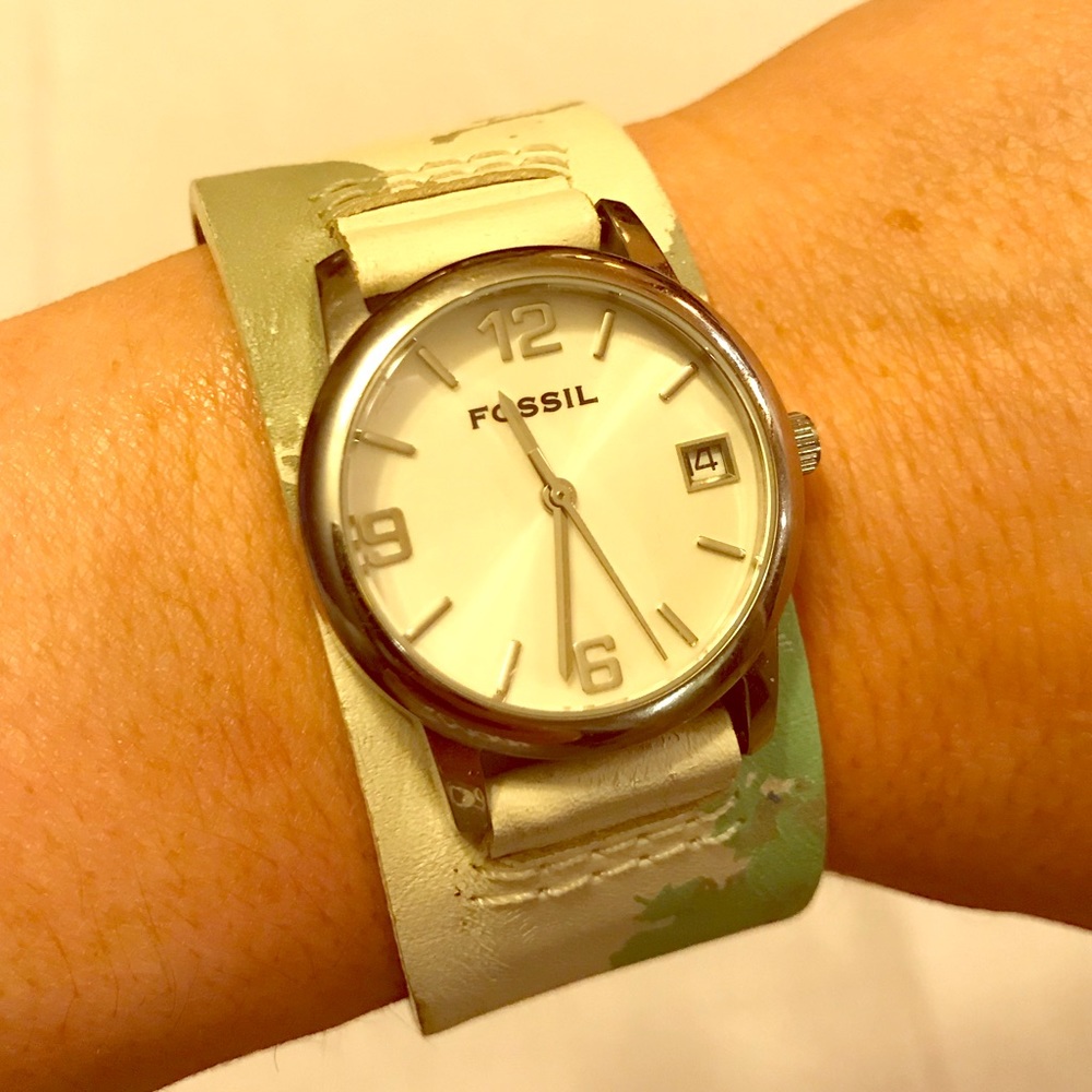 Vintage Fossil Cuff Watch JR8718